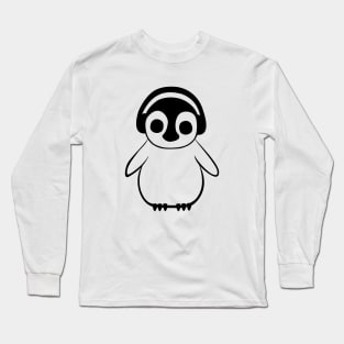 Penguin Listens to Music Long Sleeve T-Shirt